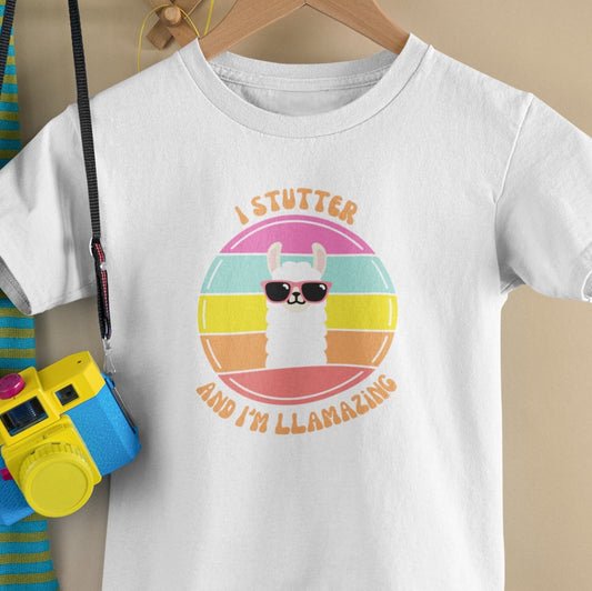 I Stutter and I'm Llamazing Youth Llama T-shirt