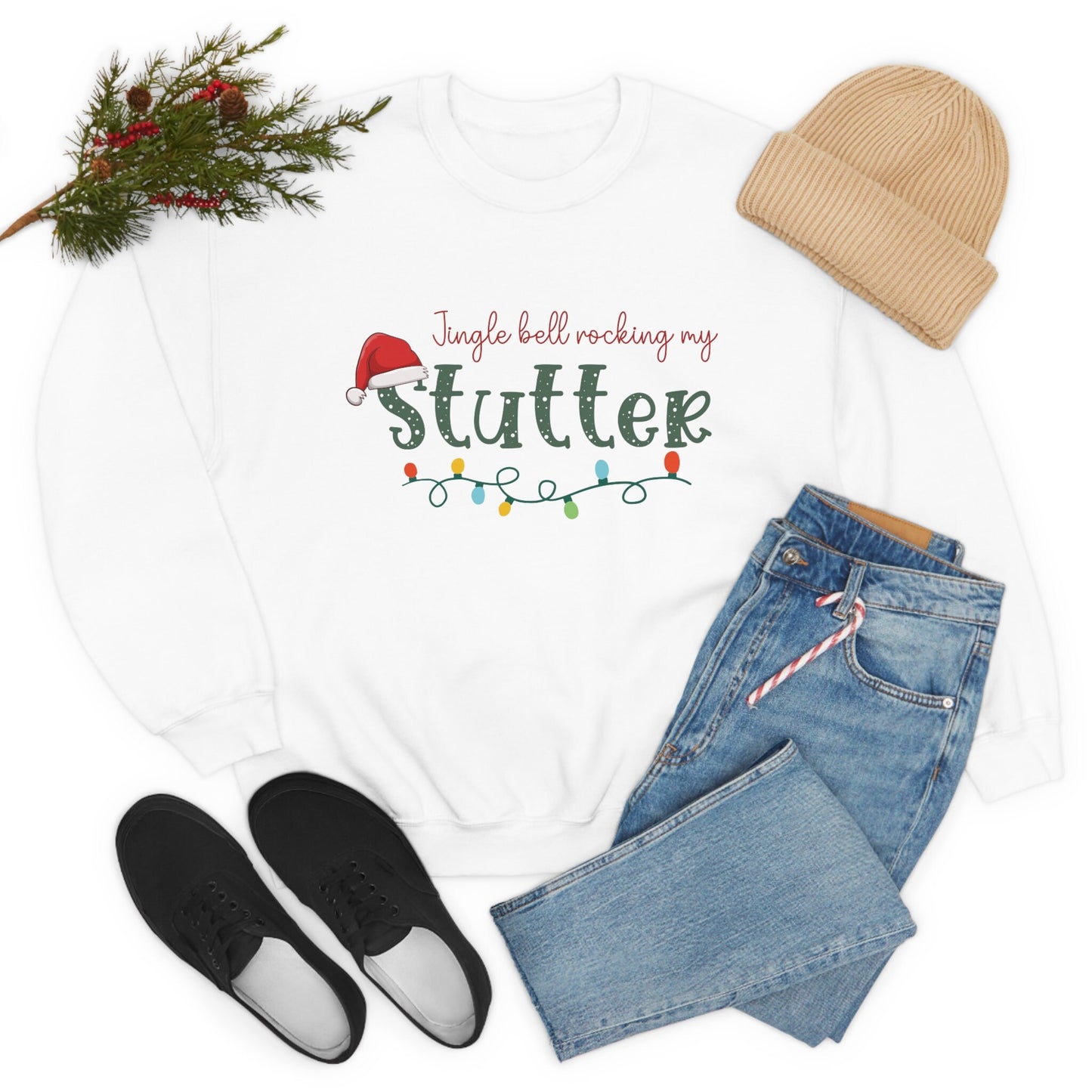 Jingle Bell Rocking my Stutter Unisex Heavy Blend Crewneck Sweatshirt