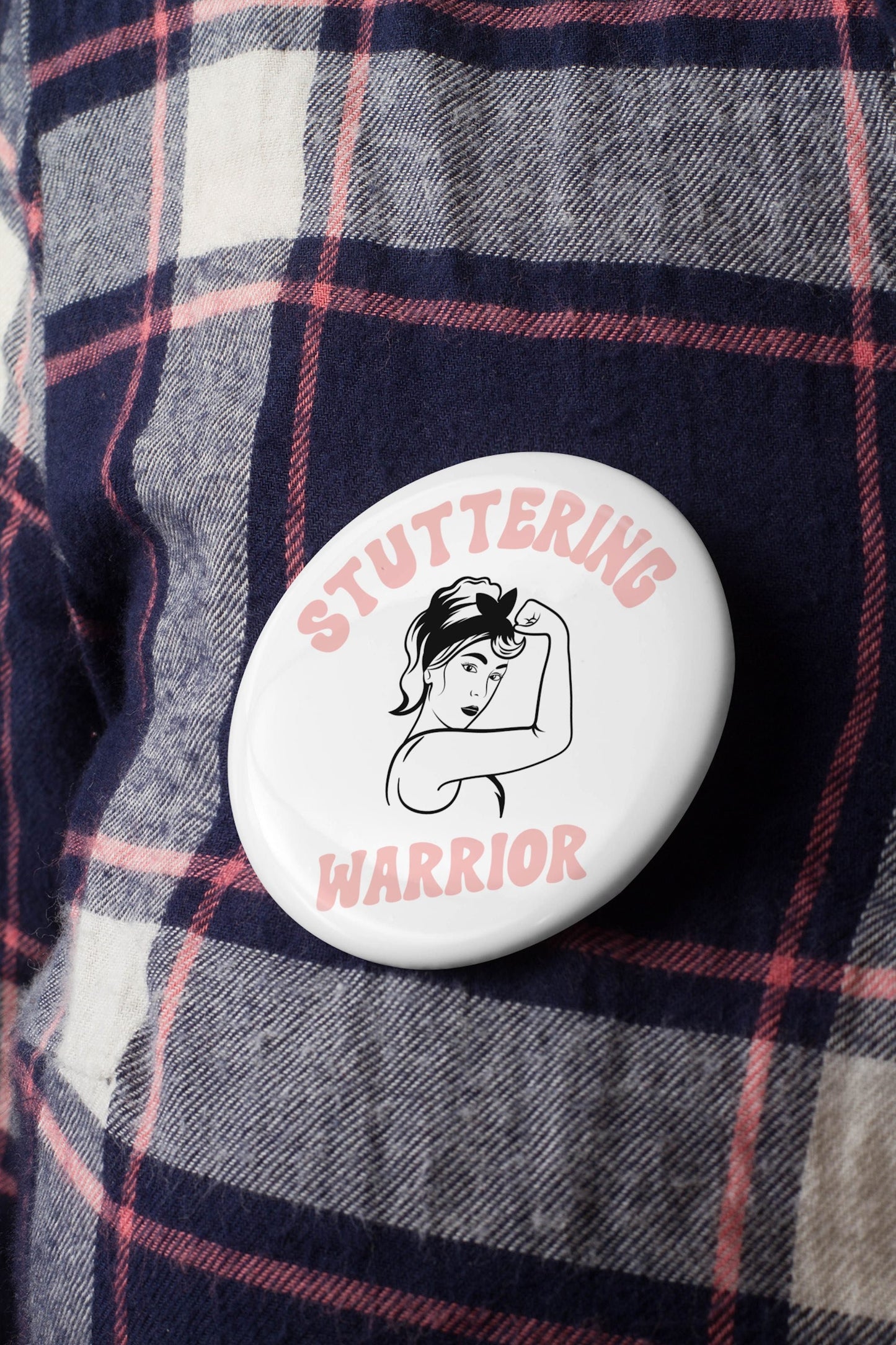 Pinup Stuttering Warrior Pin Button 1.25" 2.25" or 3"