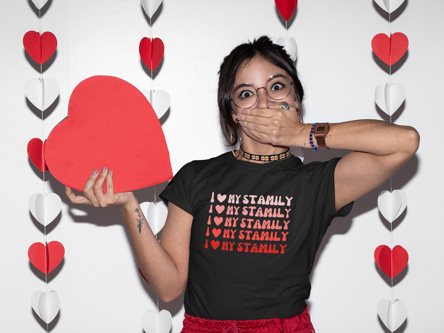 Valentine's Stutter I Love My Stamily Unisex T-Shirt