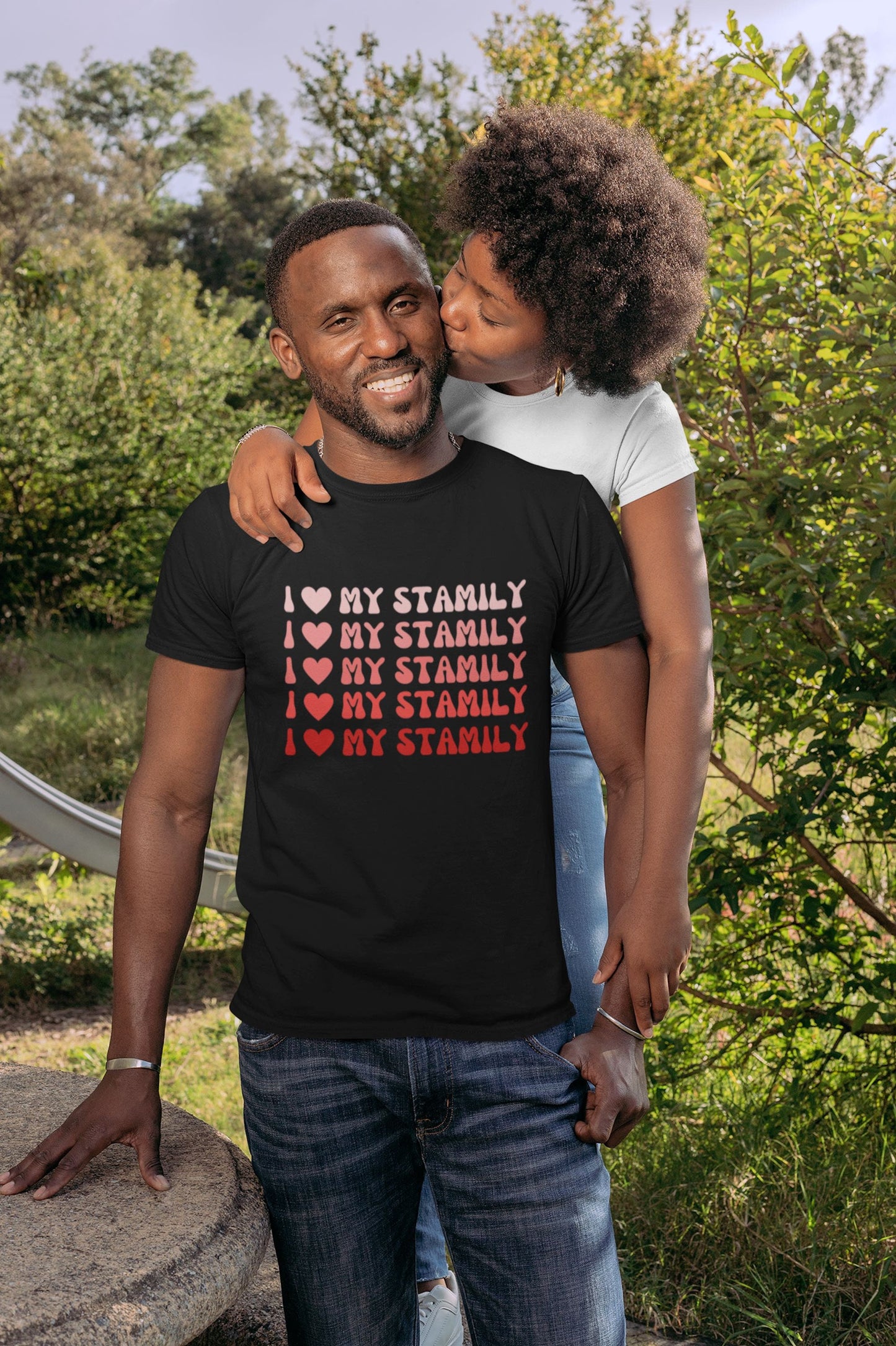 Valentine's Stutter I Love My Stamily Unisex T-Shirt