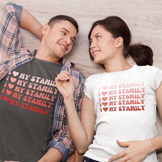 Valentine's Stutter I Love My Stamily Unisex T-Shirt