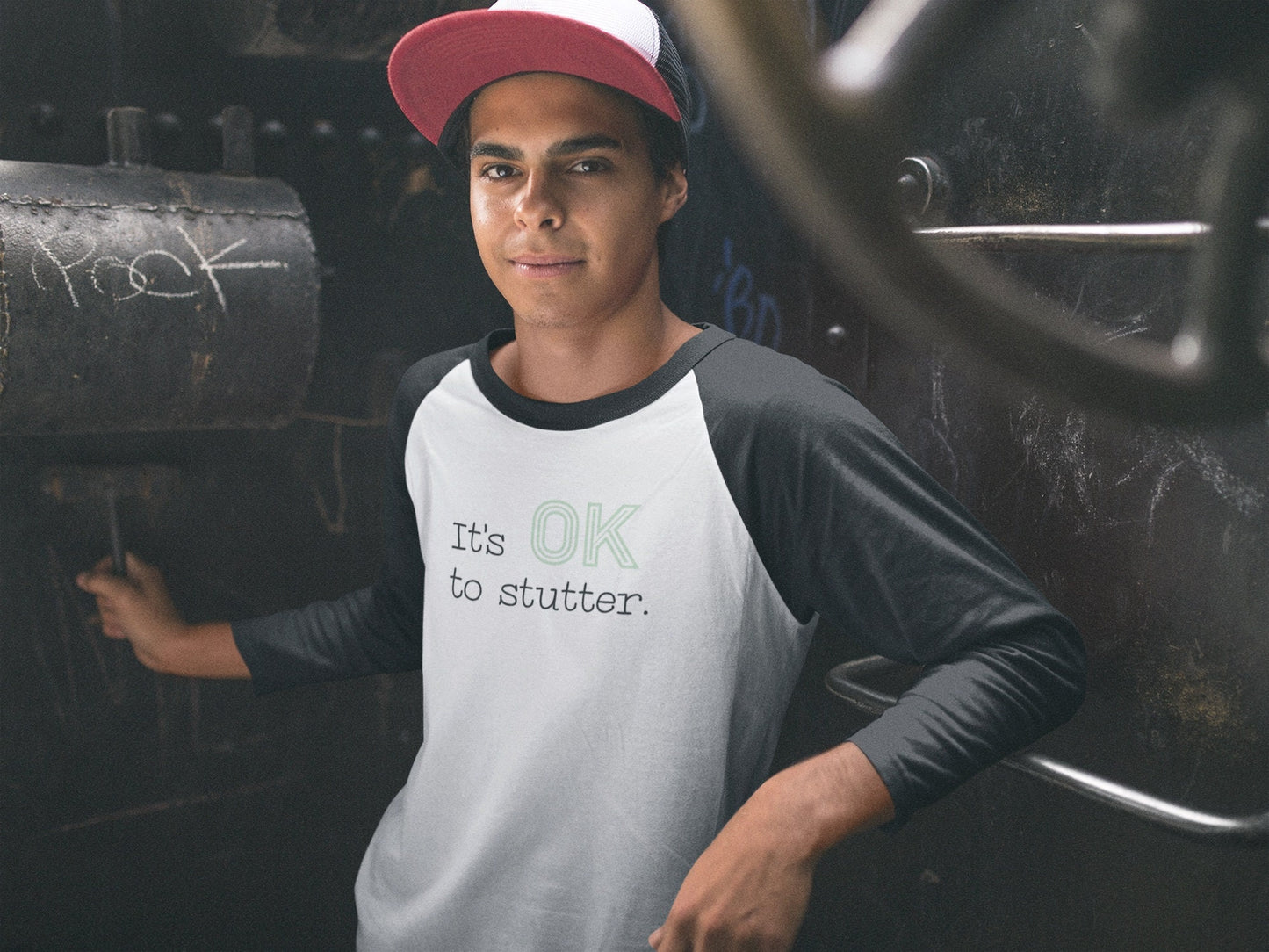 Stuttering It's OK to Stutter 3/4 Sleeve Baseball T-shirt