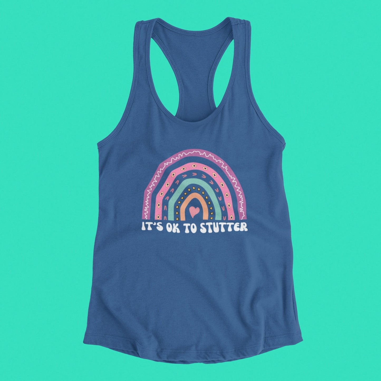 Women's stuttering tank top, Team Stuttering, Rainbow Racerback Tank, Stuttering Is OK, Normalize Stuttering, Gift for woman who stutters