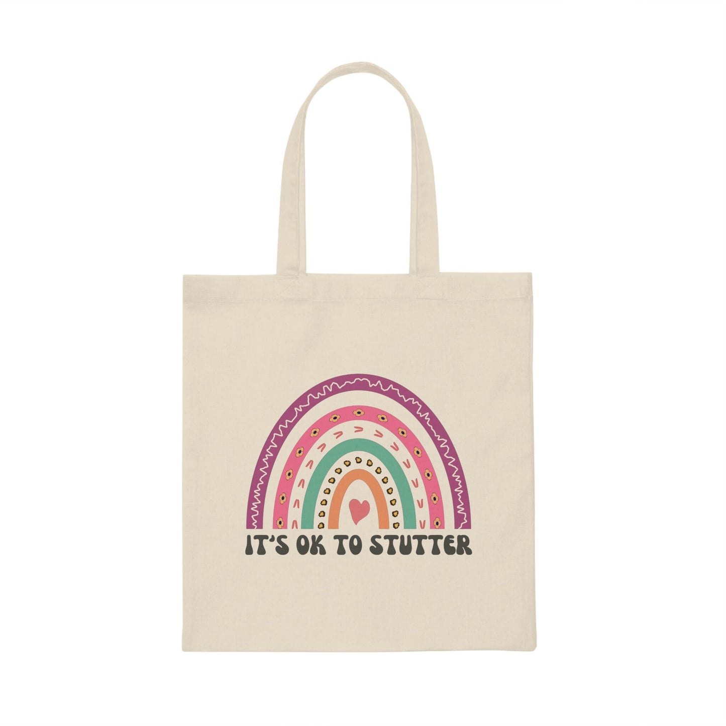 Rainbow It's OK to Stutter Canvas Tote Bag