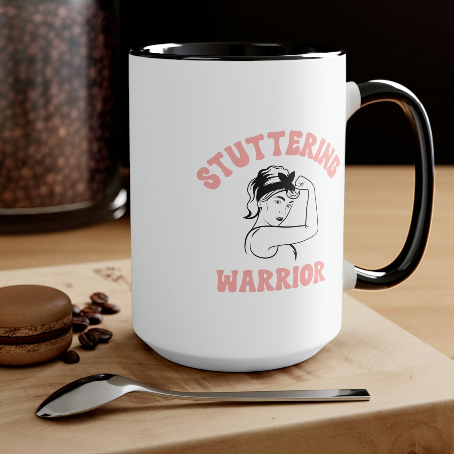 Stuttering Warrior Pinup Strong Woman Mug, 15oz