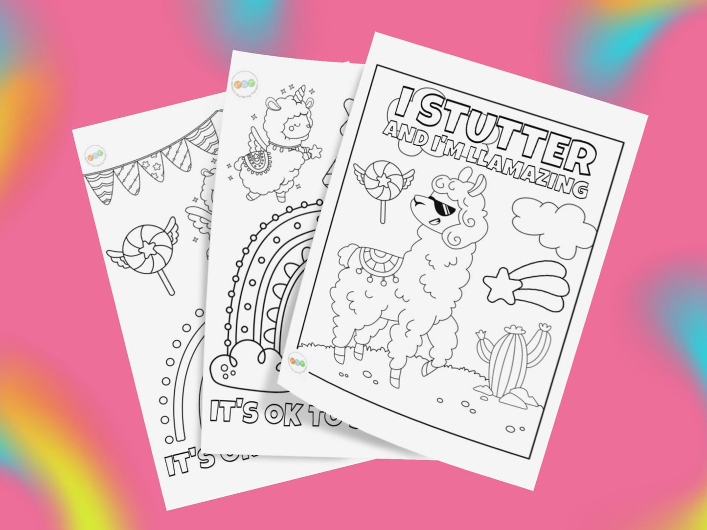 Digital Stuttering Positive Coloring Pages for SLP Stuttering Therapy