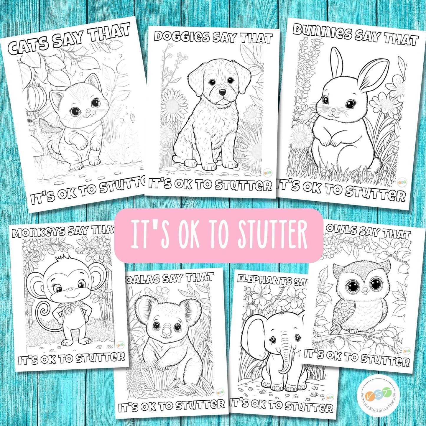 Digital Stuttering Positive Coloring Pages for SLP Stuttering Therapy