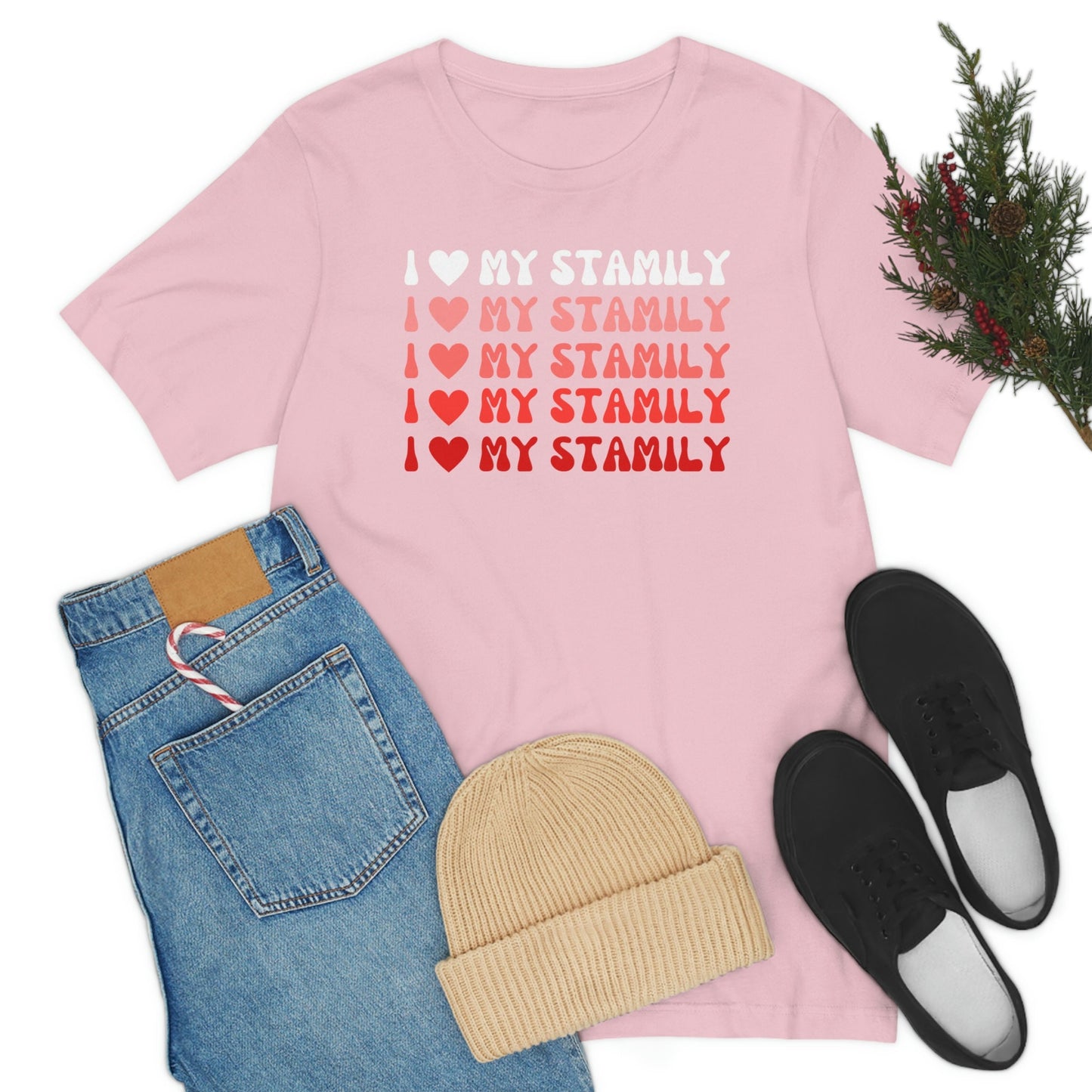 Valentine's Stutter I Love My Stamily Unisex T-Shirt