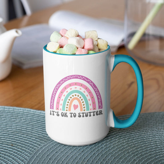 It's OK to Stutter Rainbow 15oz Two-Tone Mug