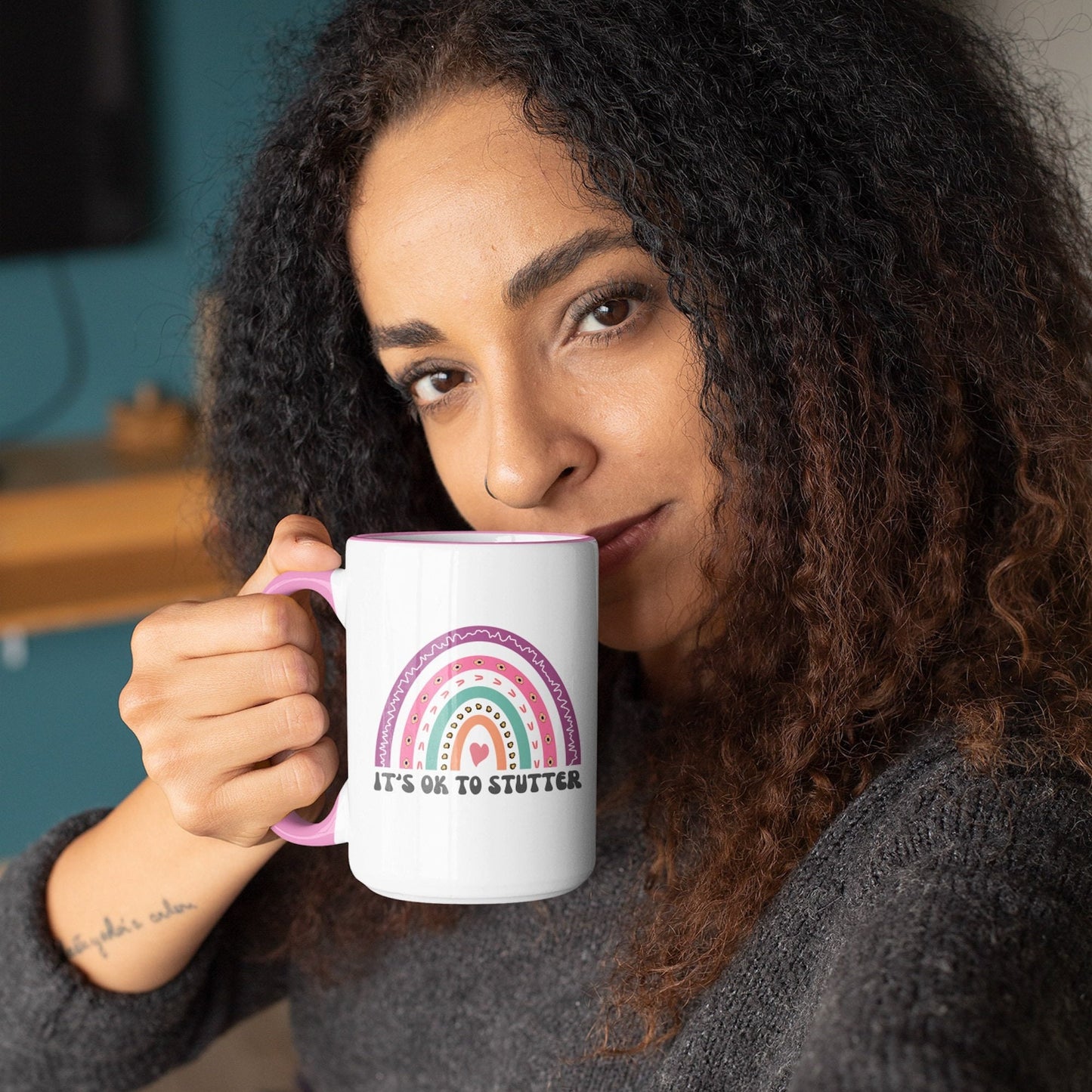 It's OK to Stutter Rainbow 15oz Two-Tone Mug