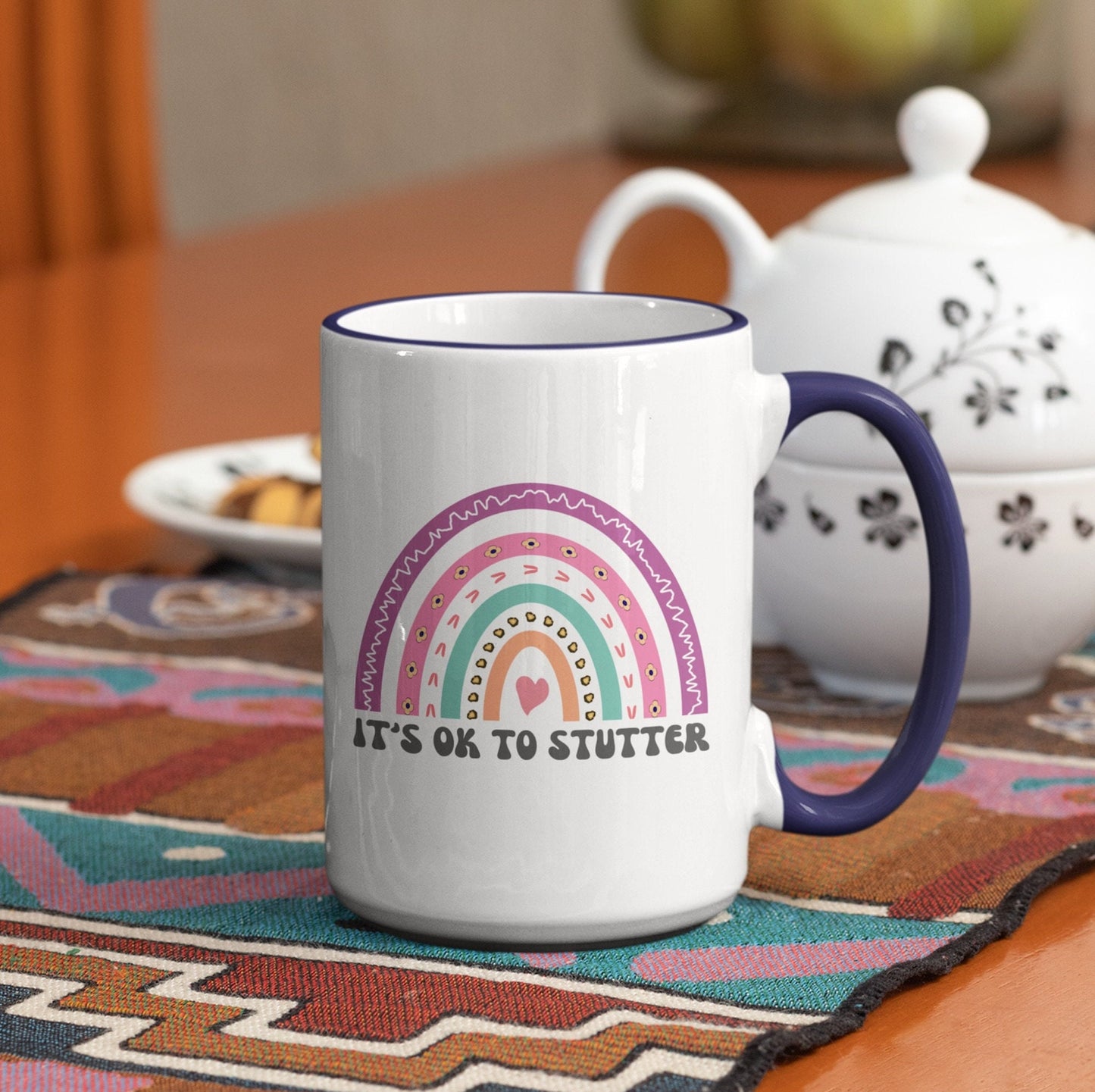 It's OK to Stutter Rainbow 15oz Two-Tone Mug