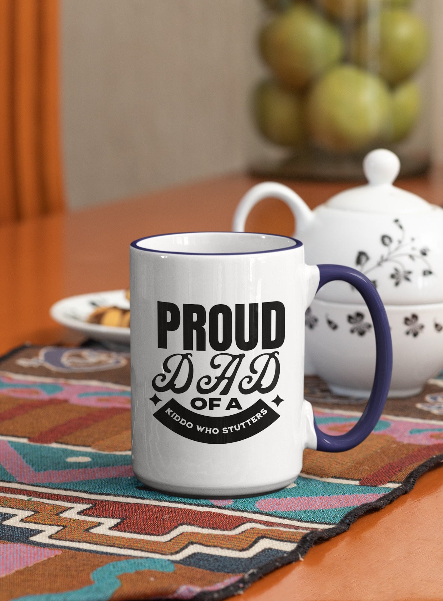 Proud Dad of a Kiddo Who Stutters, 15oz Two-Tone Mug