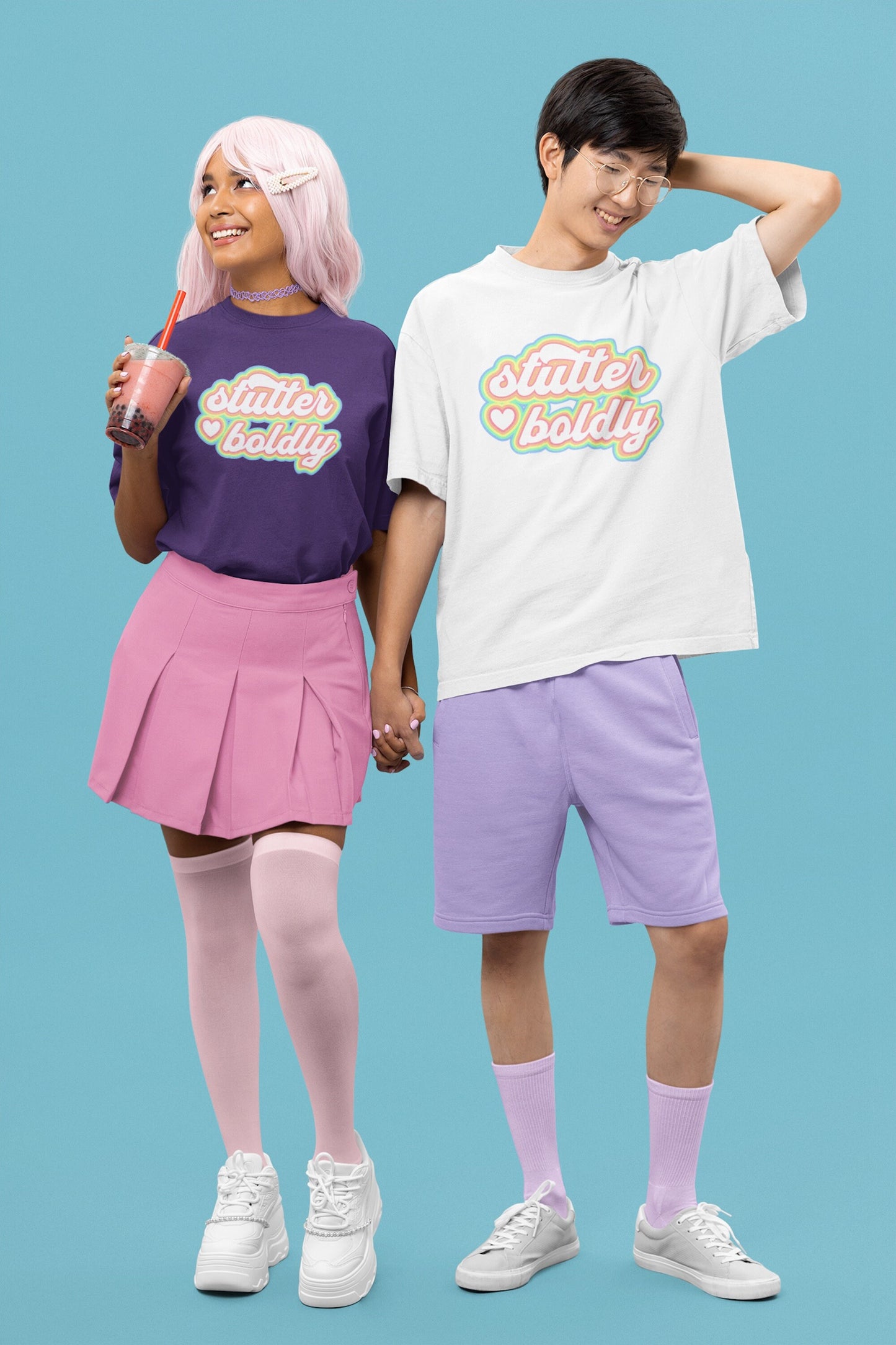 Stutter Boldly Retro Unisex Pastel T-Shirt