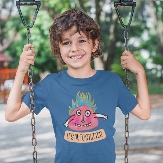 It's OK to Stutter Hand Drawn Monster Youth T-shirt