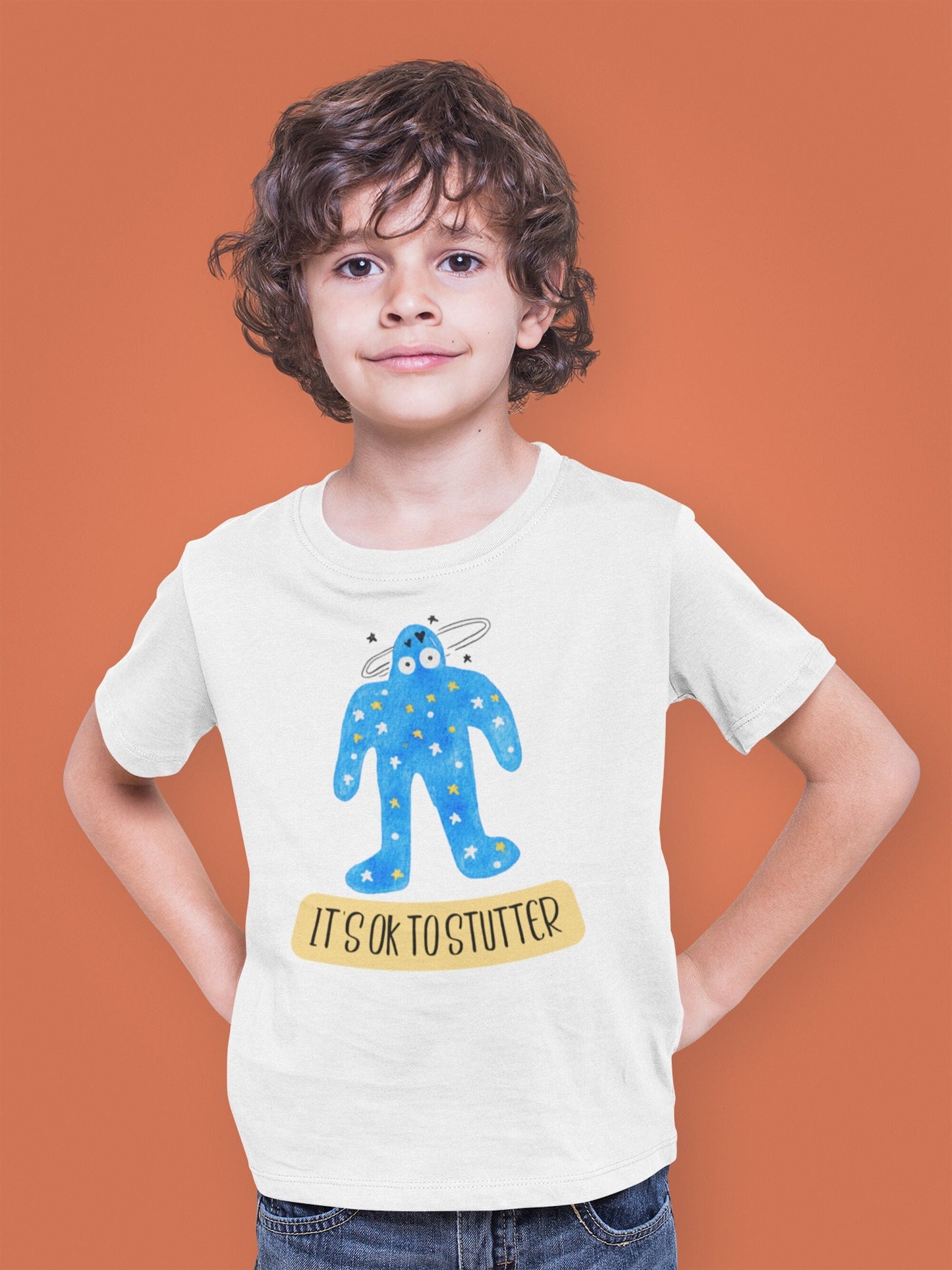 It's OK to Stutter Hand Drawn Monster Kids Tshirt