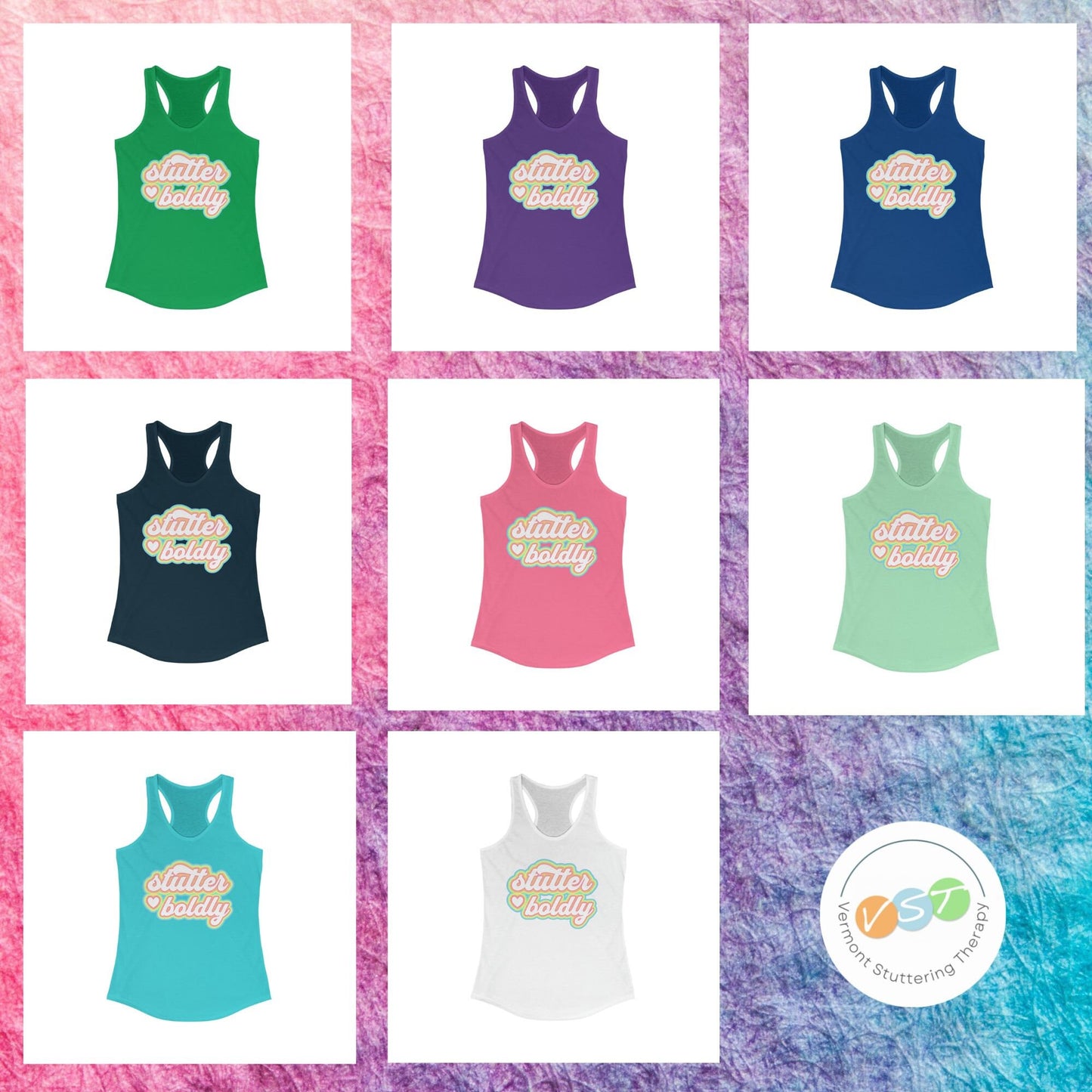 Women's Stutter Tank Top, Team Stuttering, Racerback Tank, Stutter Boldly, Retro Tank, Normalize Stuttering, Gift for woman who stutters