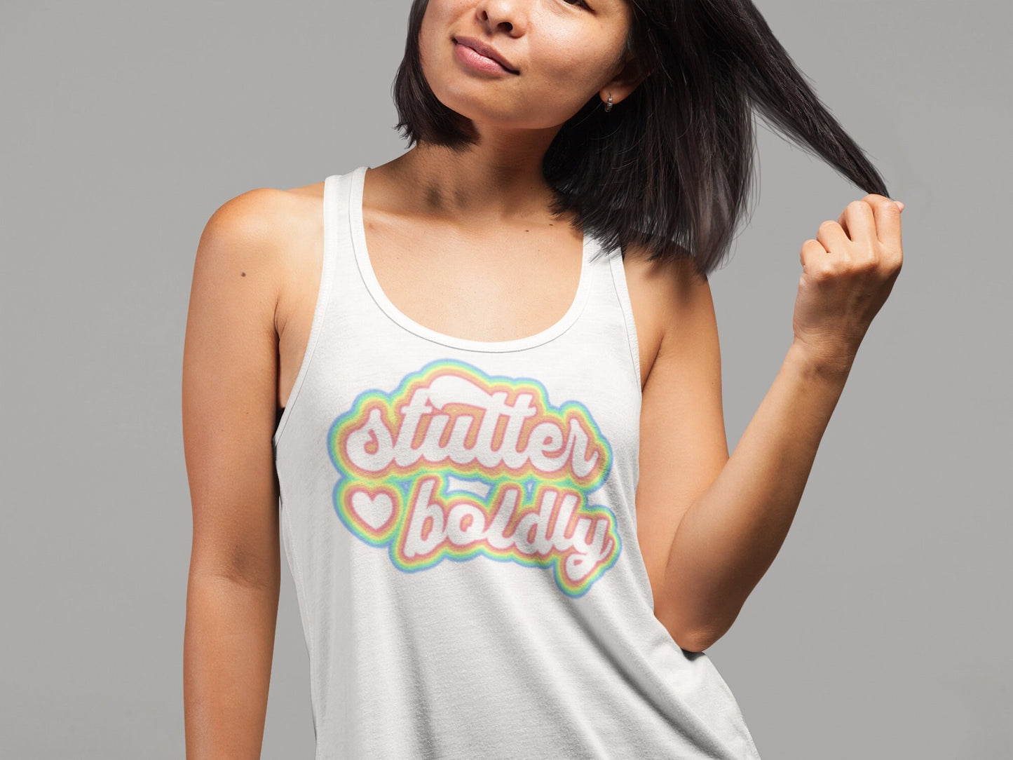 Women's Stutter Tank Top, Team Stuttering, Racerback Tank, Stutter Boldly, Retro Tank, Normalize Stuttering, Gift for woman who stutters