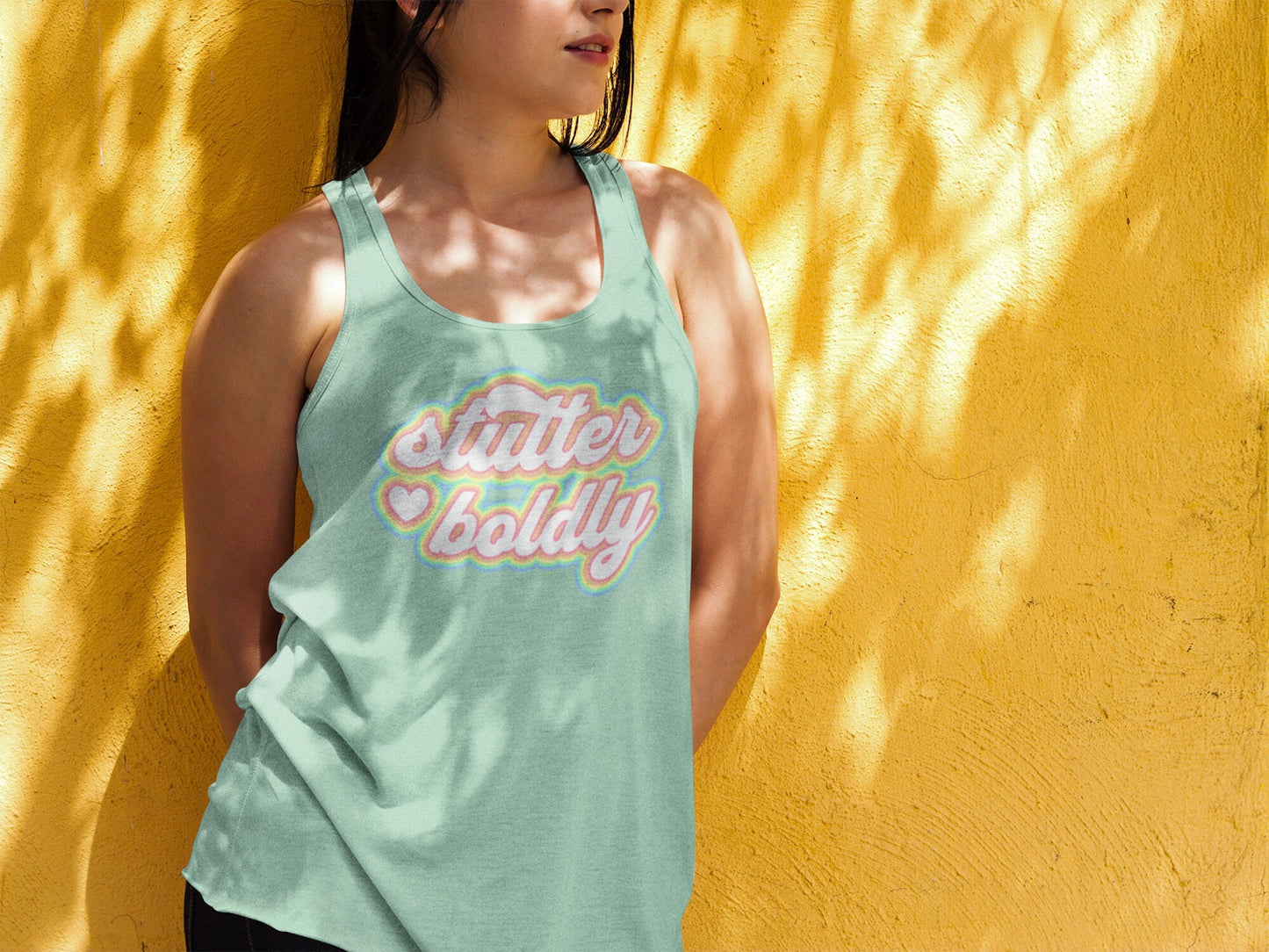 Women's Stutter Tank Top, Team Stuttering, Racerback Tank, Stutter Boldly, Retro Tank, Normalize Stuttering, Gift for woman who stutters