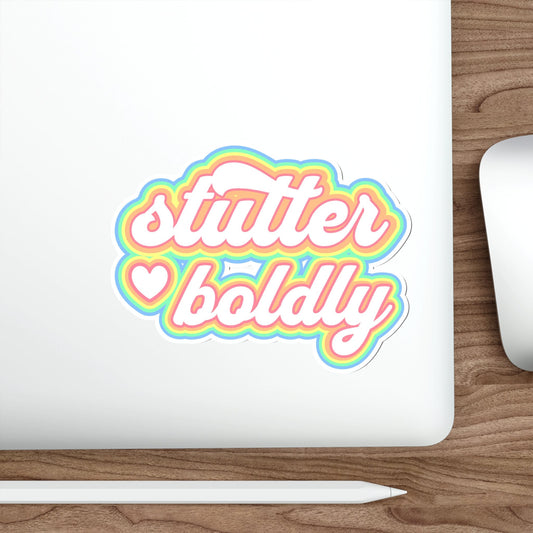 Stutter Boldly Retro Sticker, 2", 3", 4", 5", or 6"