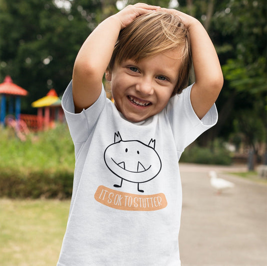 It's OK to Stutter Hand Drawn Monster Youth T-shirt