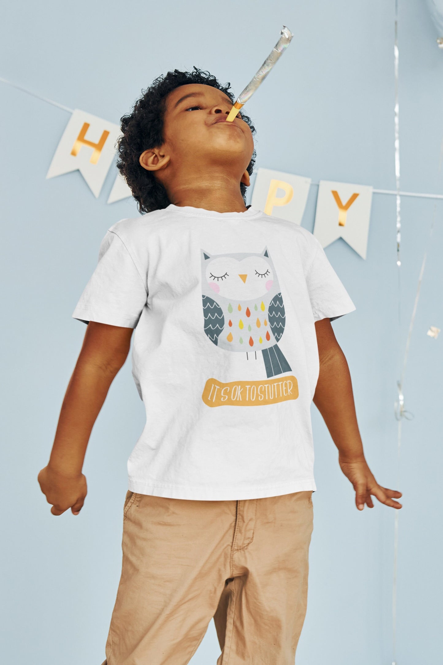 Owl It's OK to Stutter Kids Tshirt