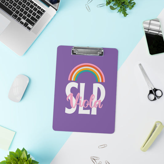 Custom Personalized Name Rainbow SLP Clipboard
