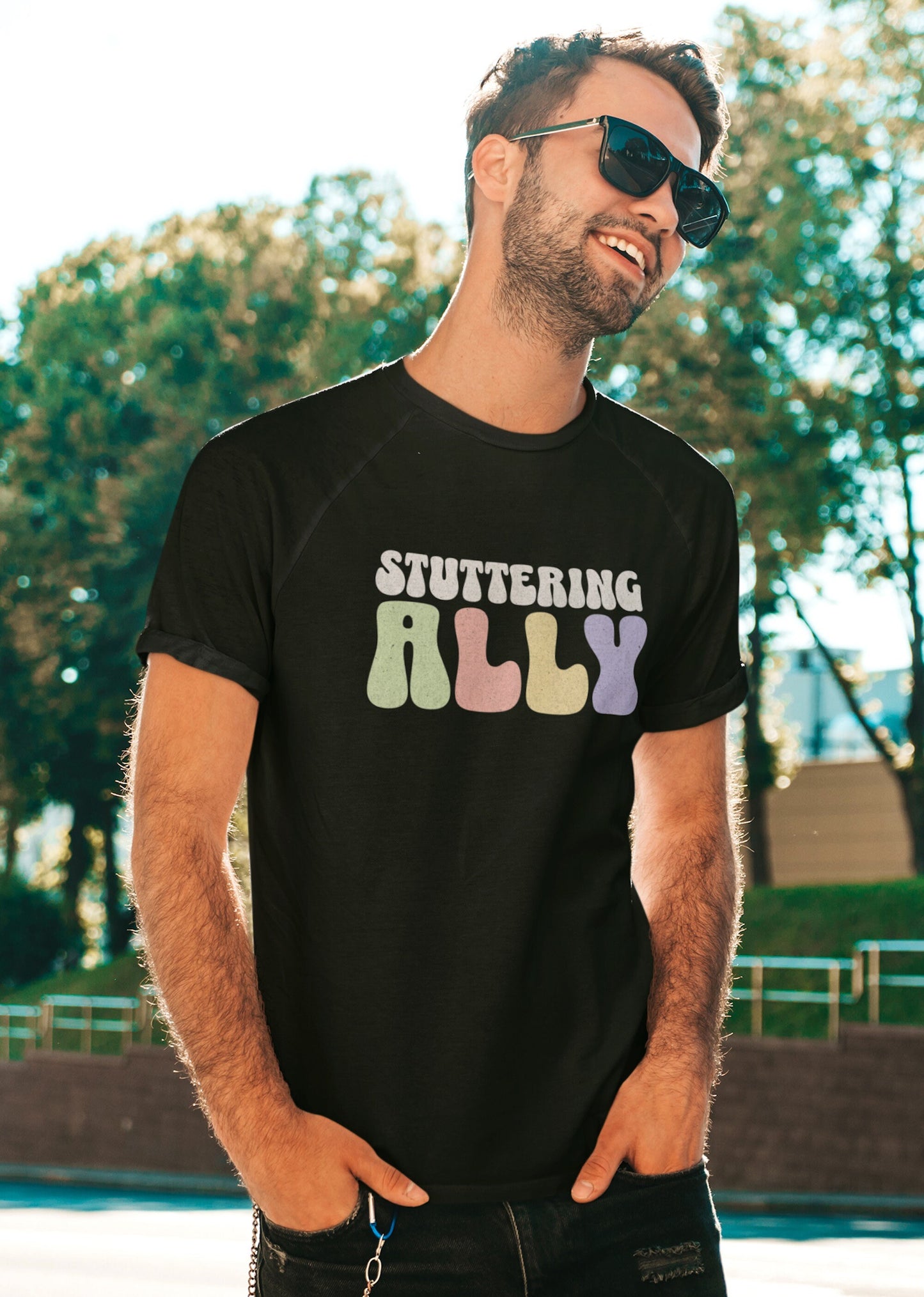 Stuttering Ally Pastel Text Retro Shirt