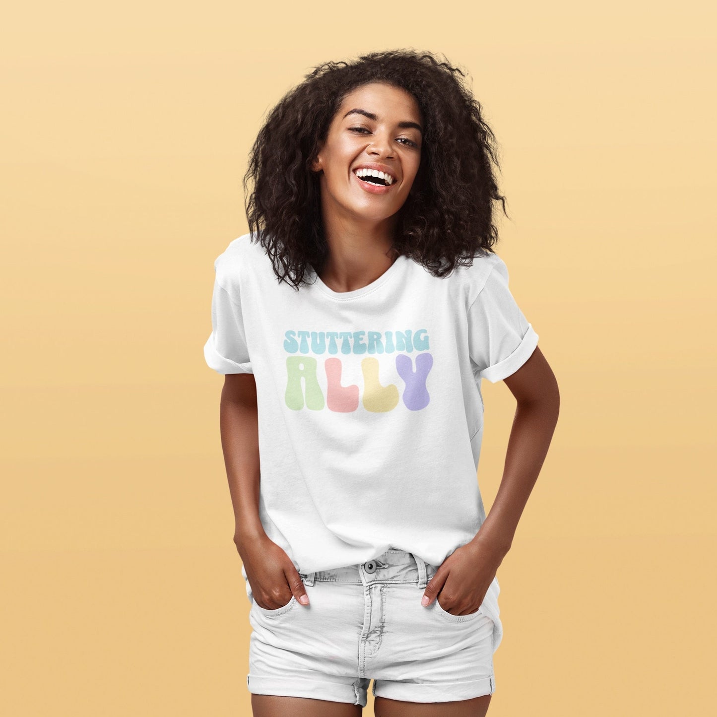 Stuttering Ally Pastel Text Retro Shirt