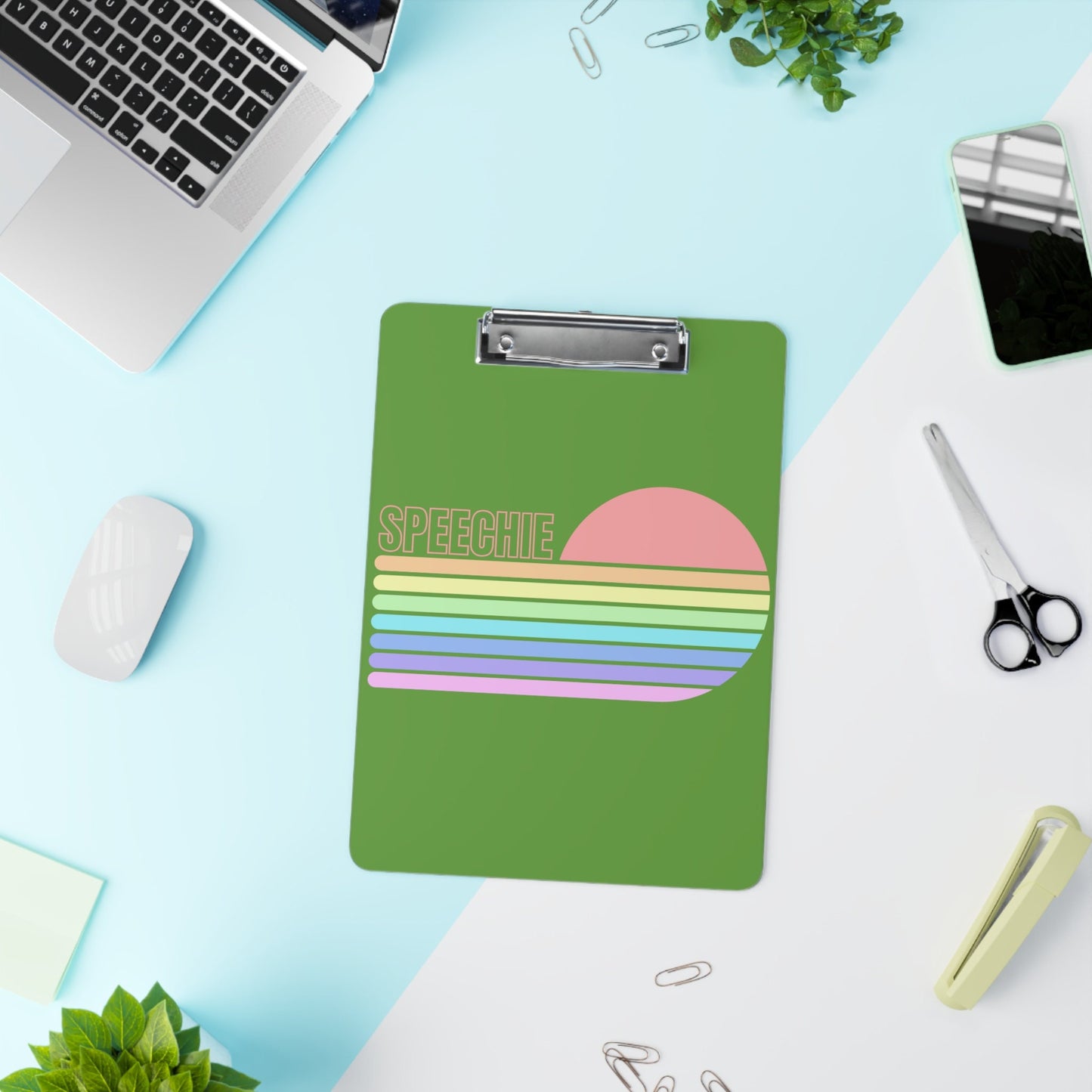 Speechie Retro Pastel Stripe SLP Clipboard