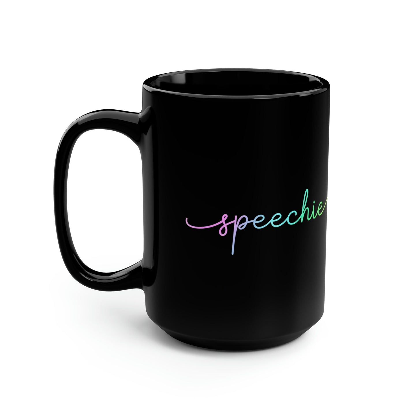 Speechie Minimalist Pastel Gradient Black Mug, 15oz Mug