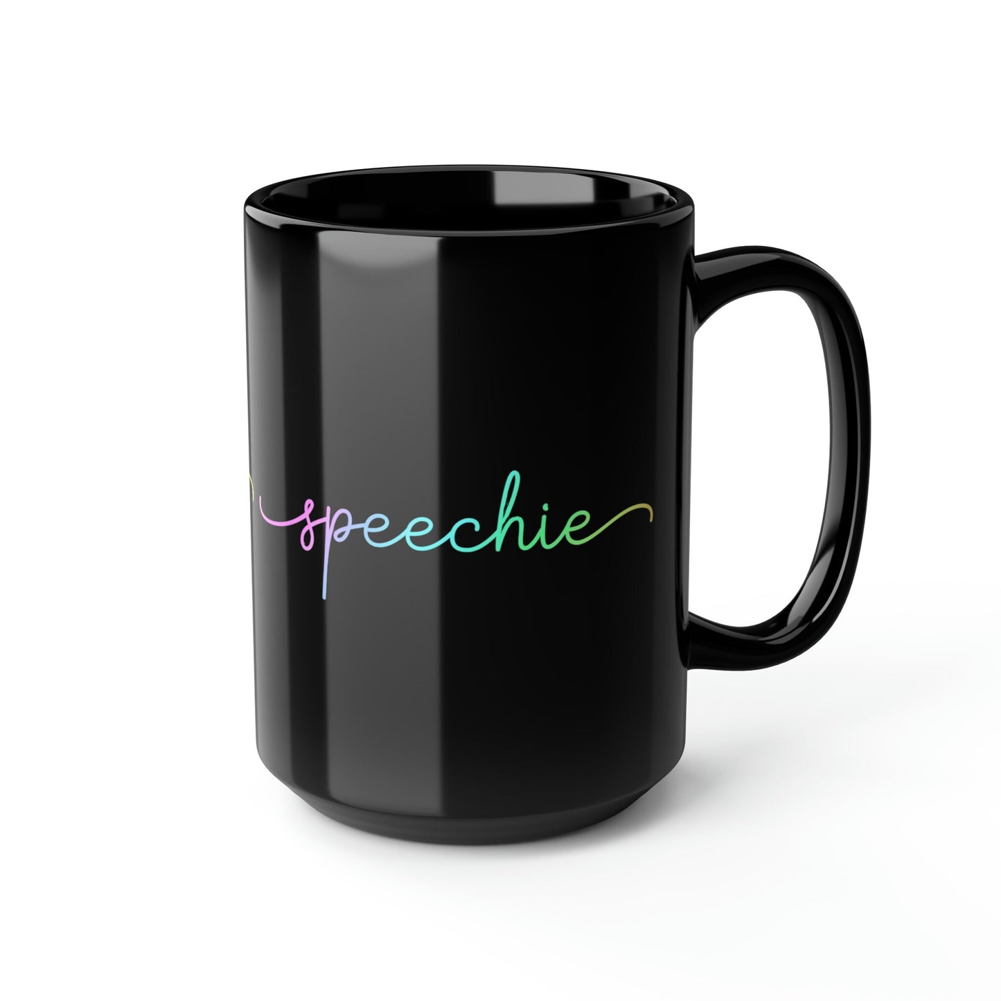 Speechie Minimalist Pastel Gradient Black Mug, 15oz Mug