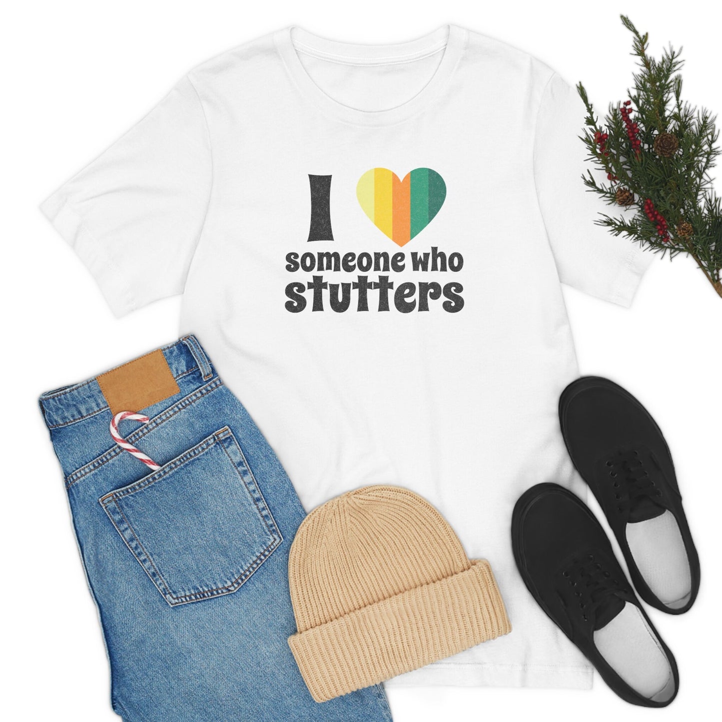 Stutter Ally I Love Someone Who Stutters Retro Heart T-shirt