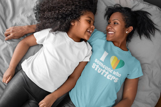 Stutter Ally I Love Someone Who Stutters Retro Heart T-shirt