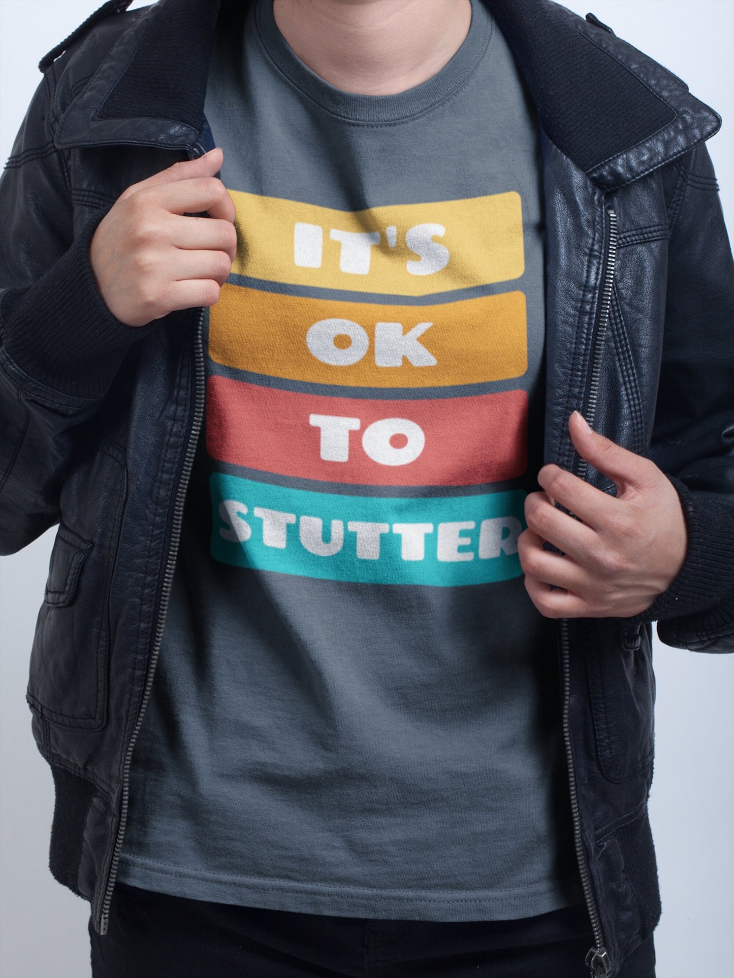 It's OK to Stutter Color Block T-shirt