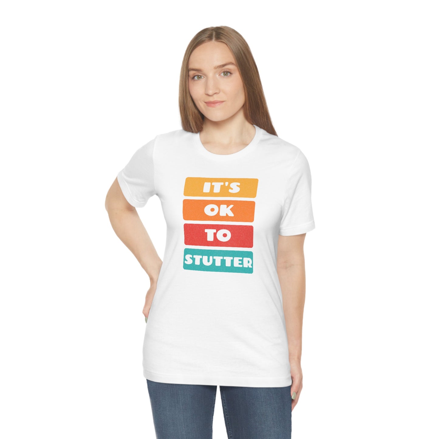 It's OK to Stutter Color Block T-shirt