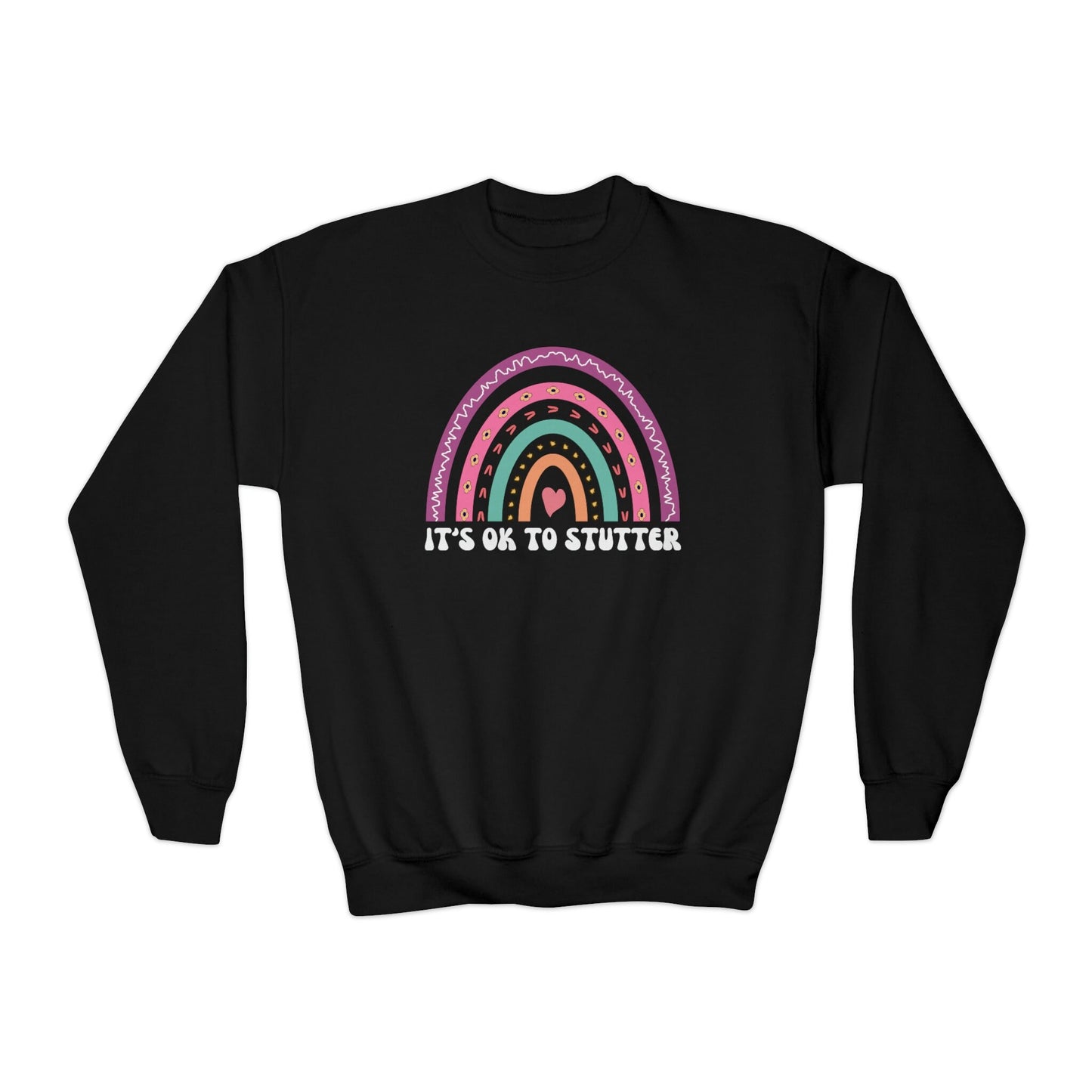 Rainbow It's OK to Stutter Youth Crewneck Stutter Sweatshirt