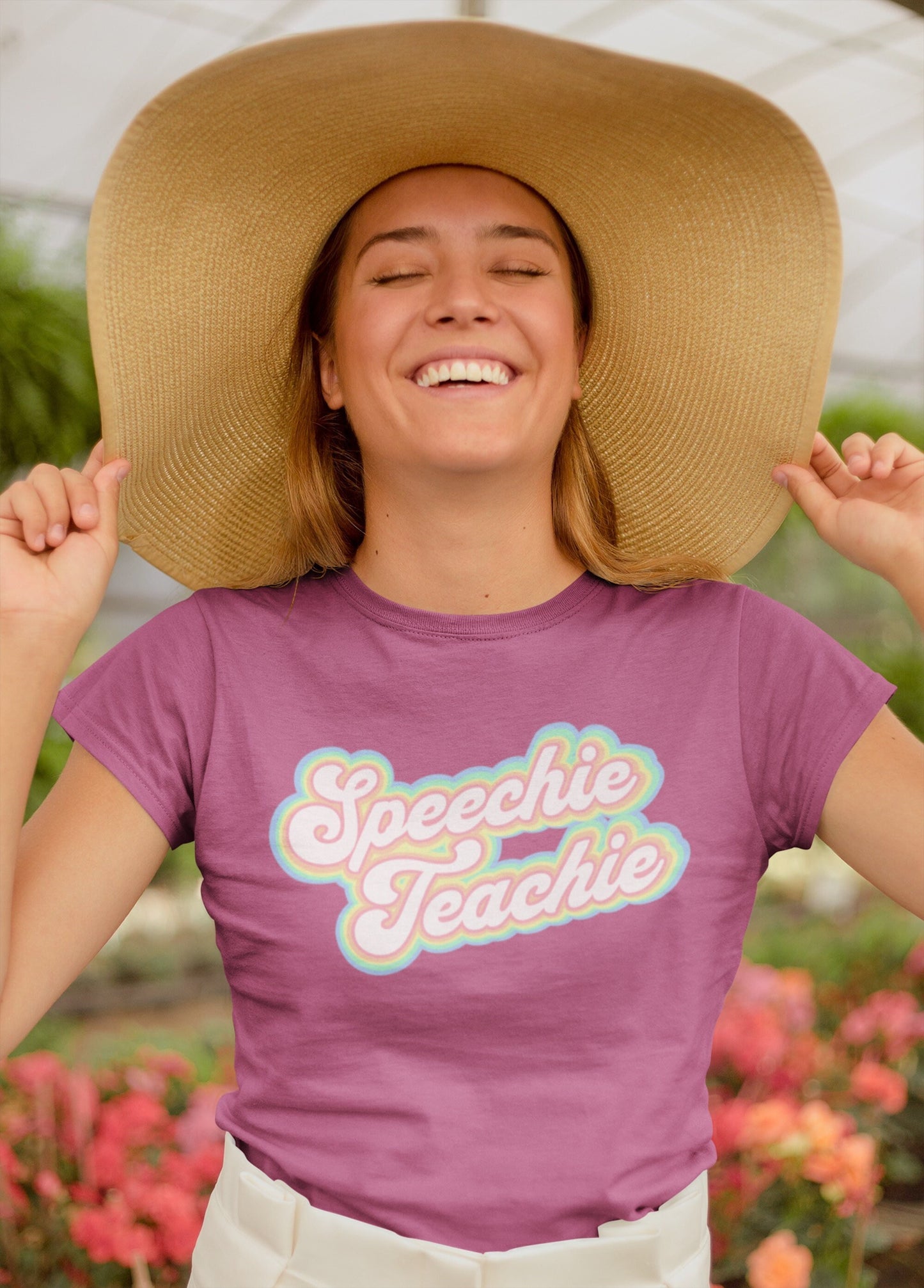 Speechie Teachie Pastel Retro Gift for SLP T-shirt