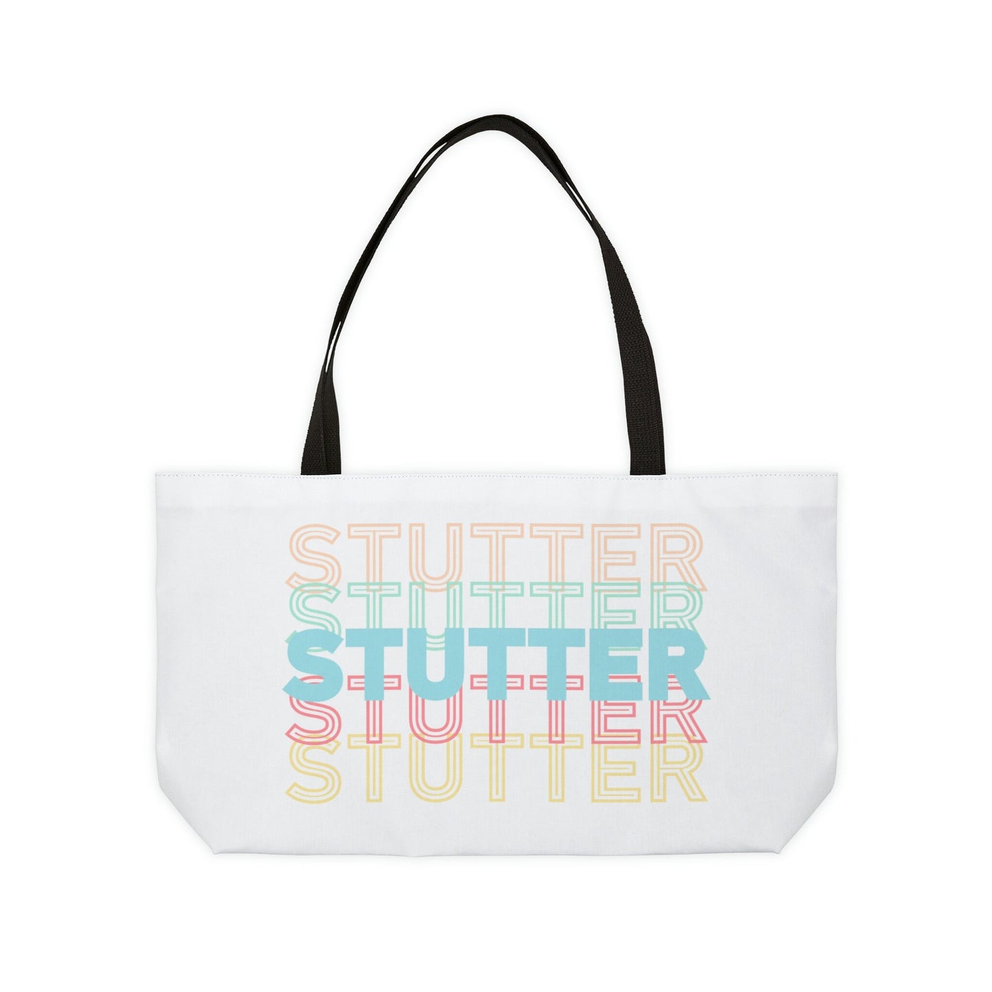 Stutter Pastel Staggered Text Weekender Tote Bag