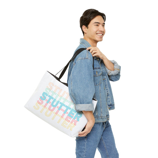 Stutter Pastel Staggered Text Weekender Tote Bag