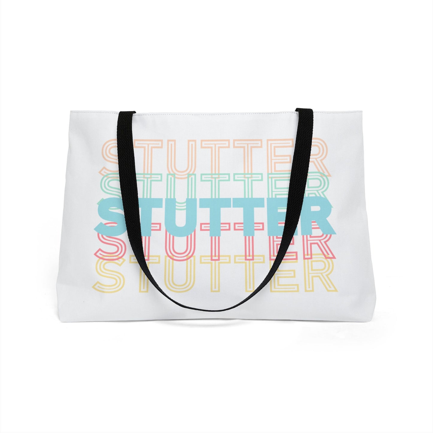 Stutter Pastel Staggered Text Weekender Tote Bag