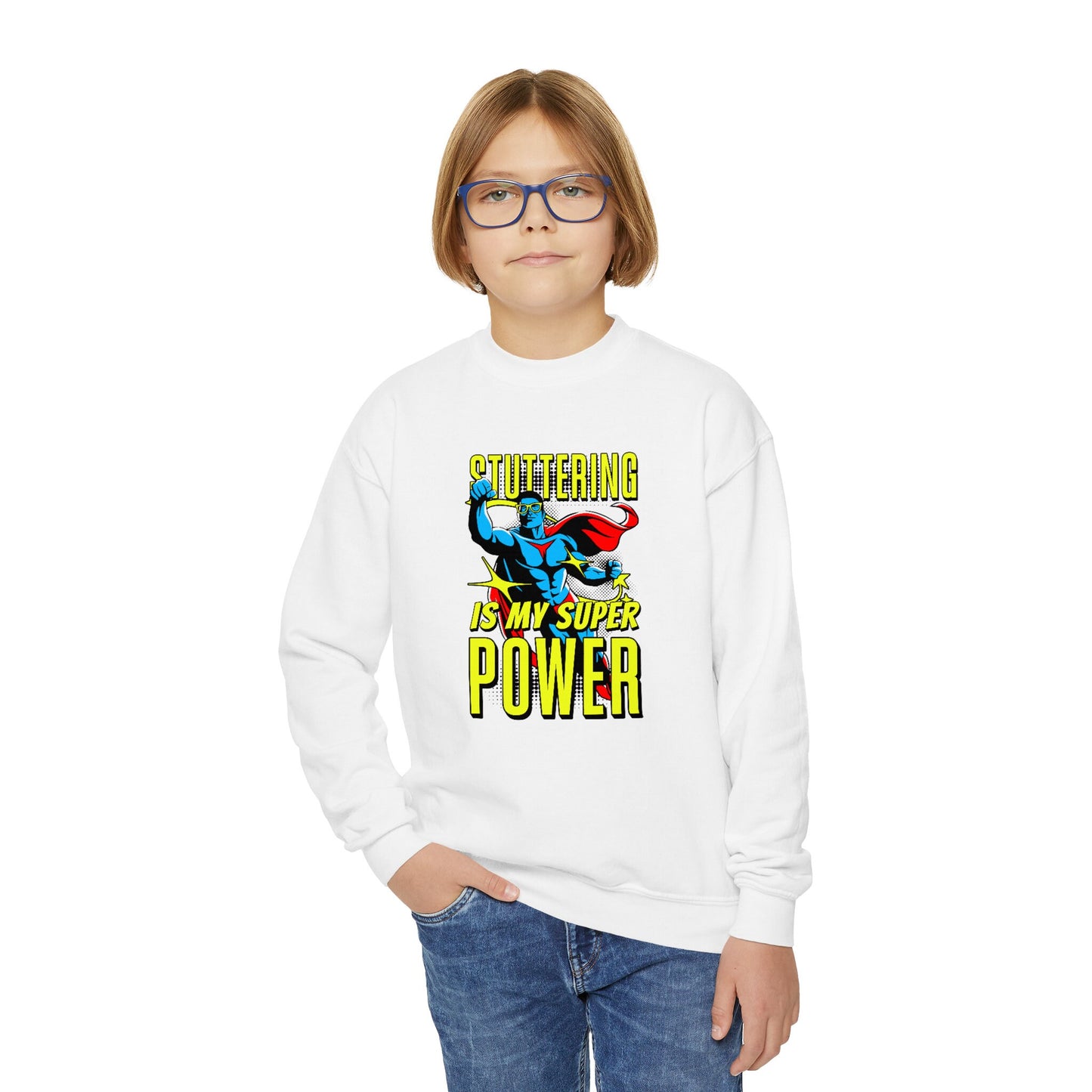 Stuttering is my Superpower Youth Crewneck Sweatshirt