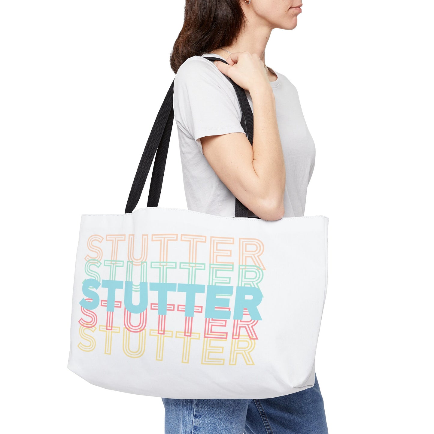 Stutter Pastel Staggered Text Weekender Tote Bag