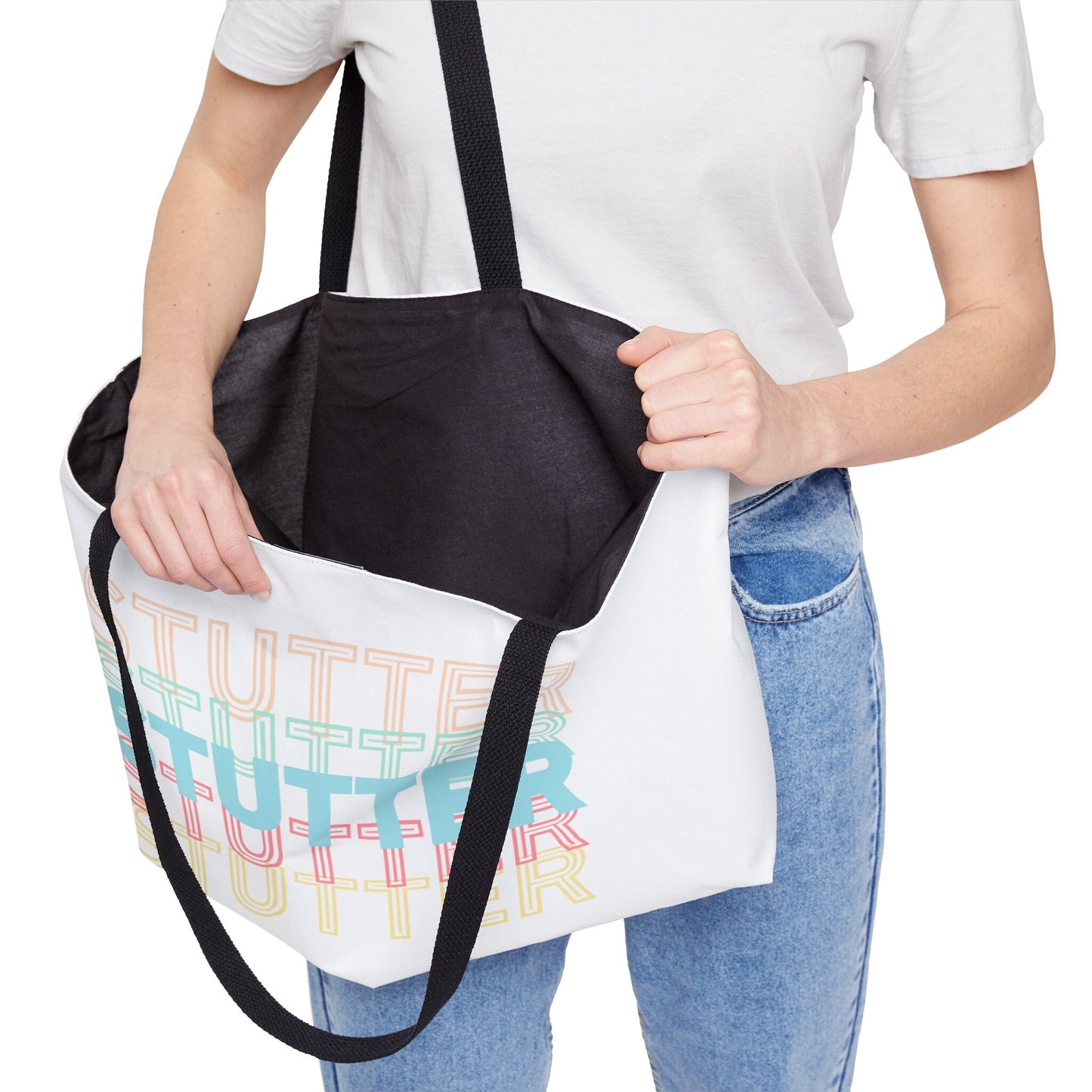 Stutter Pastel Staggered Text Weekender Tote Bag