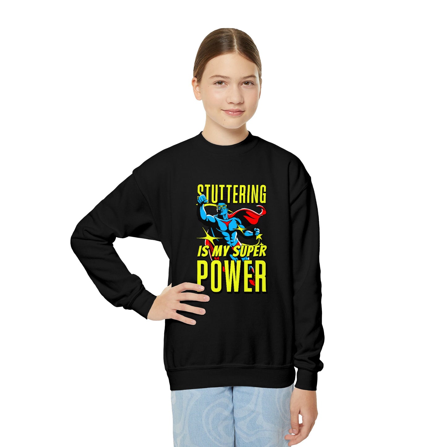 Stuttering is my Superpower Youth Crewneck Sweatshirt