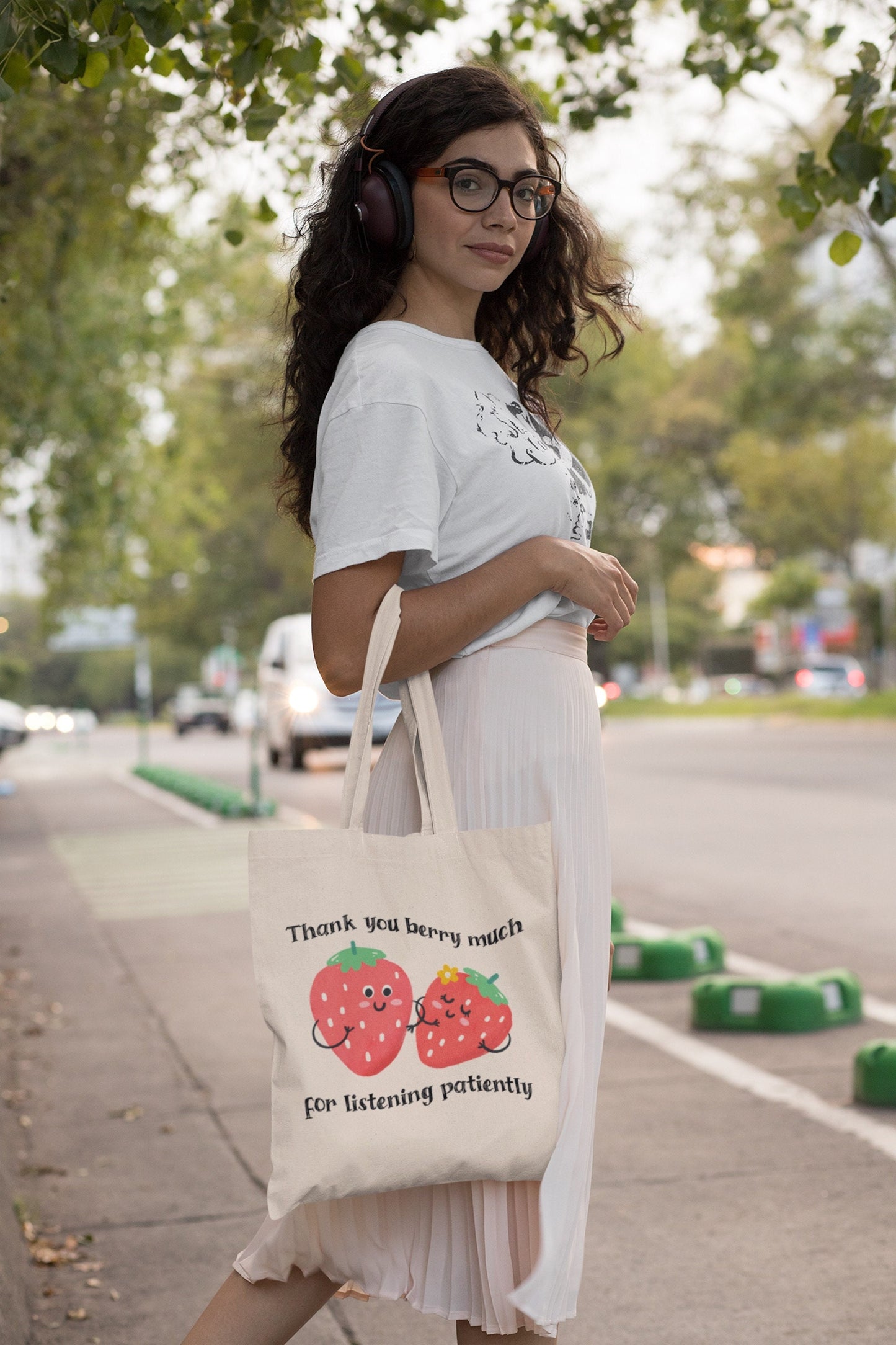 Thanks Berry Much for Listening Patiently Strawberry Stutter Tote Bag