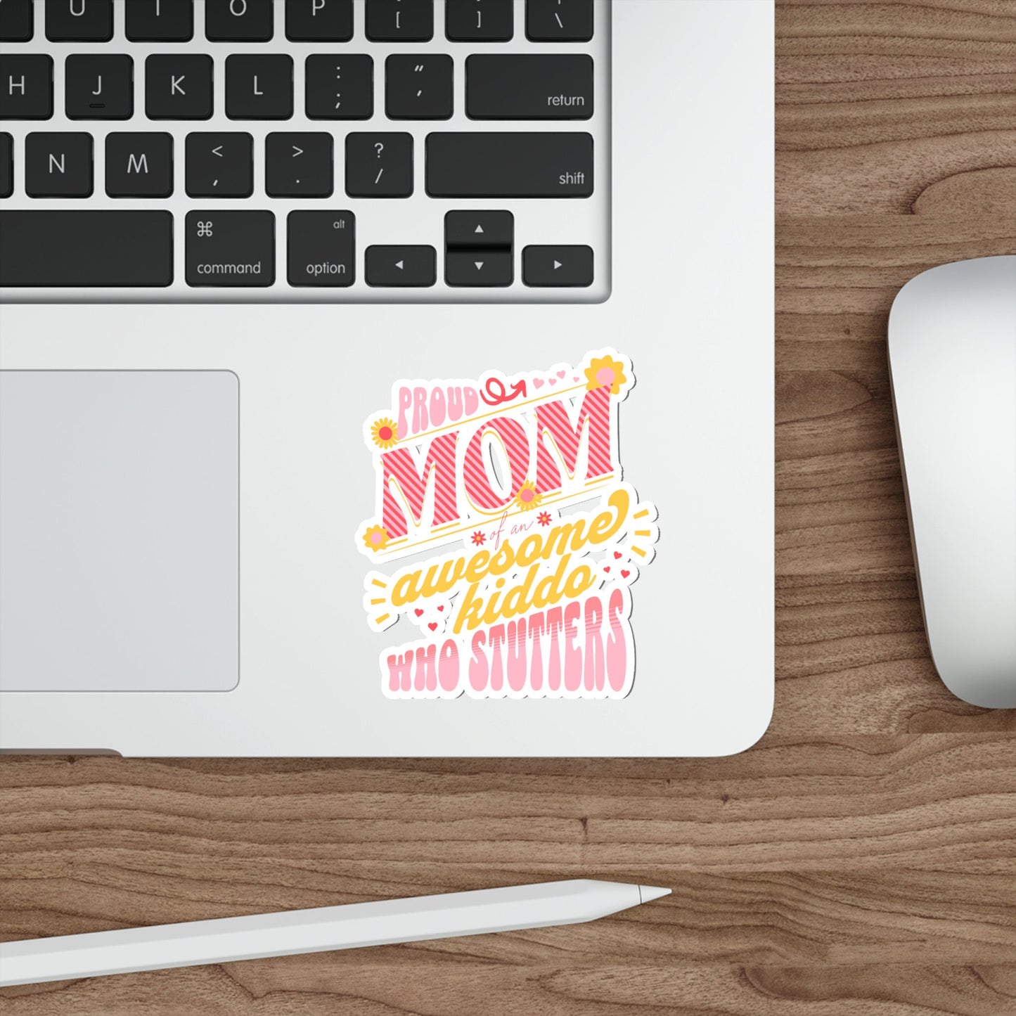 Proud Mom of Awesome Kiddo Who Stutters Sticker, 2", 3", 4", 5"