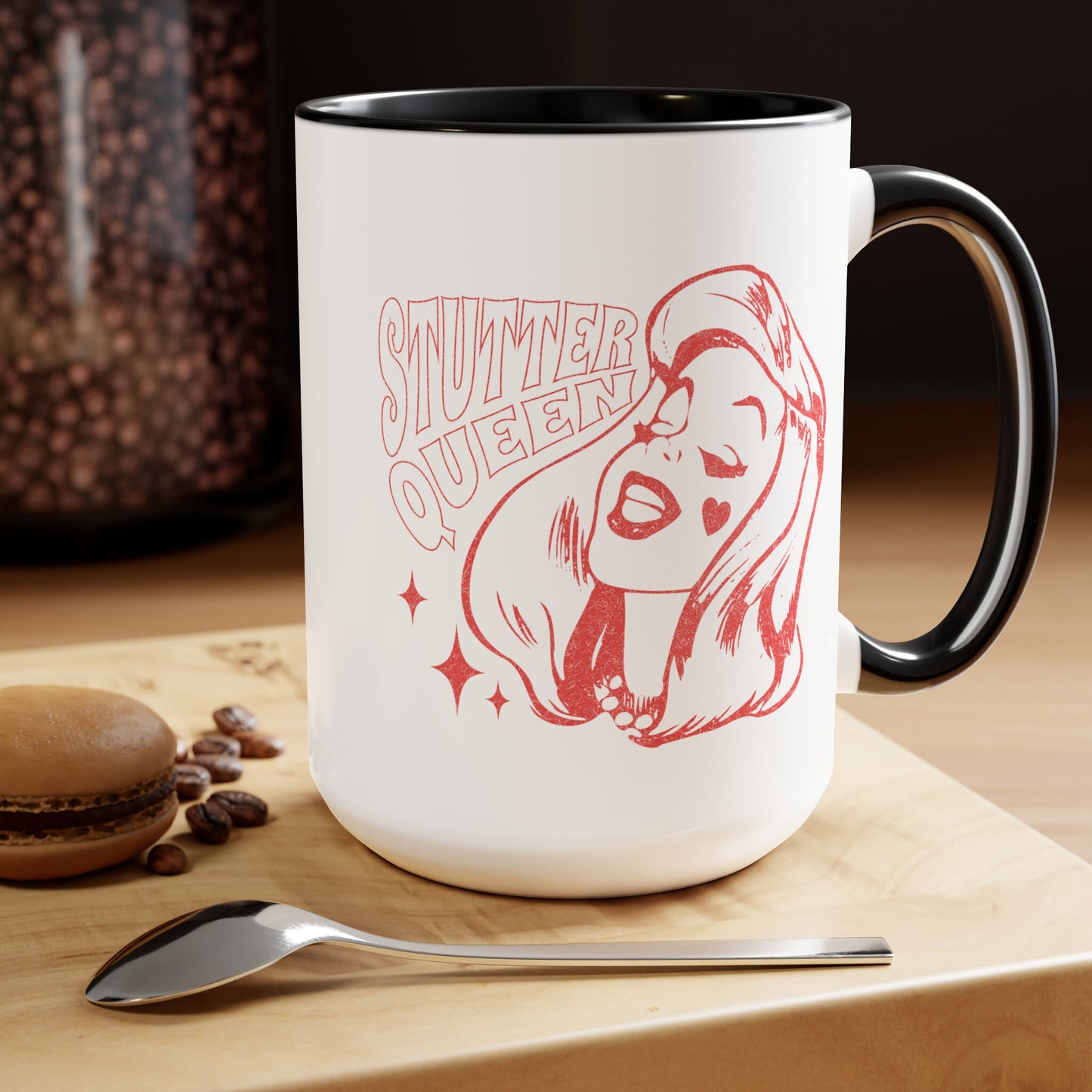 Stutter Queen Pinup Retro Mug, 15oz