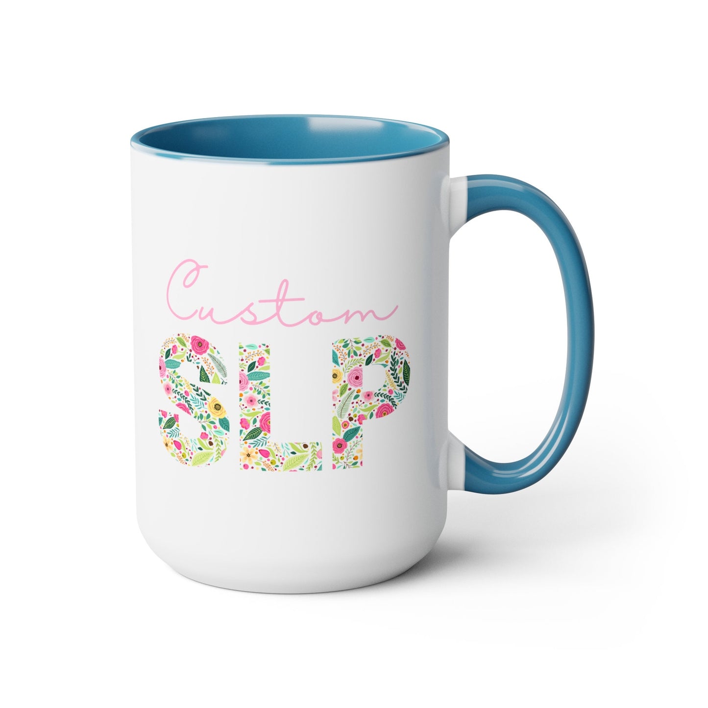 Custom Name Floral SLP 15oz Two-Tone Mug