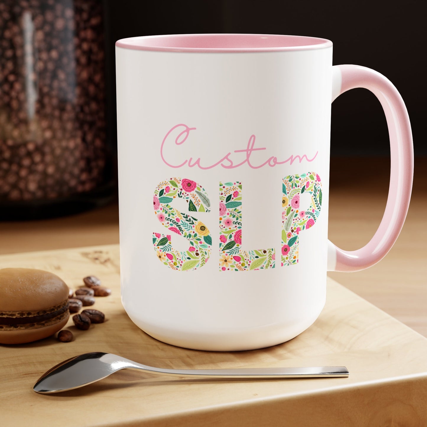 Custom Name Floral SLP 15oz Two-Tone Mug